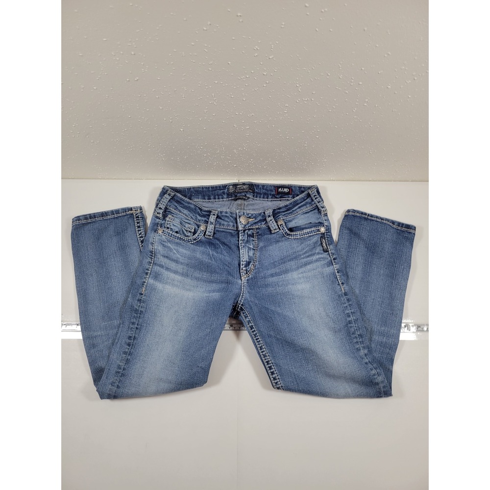 Silver Jeans Tuesday Slim Capri Women 30 Blue Excellent Fluid Denim Low Rise